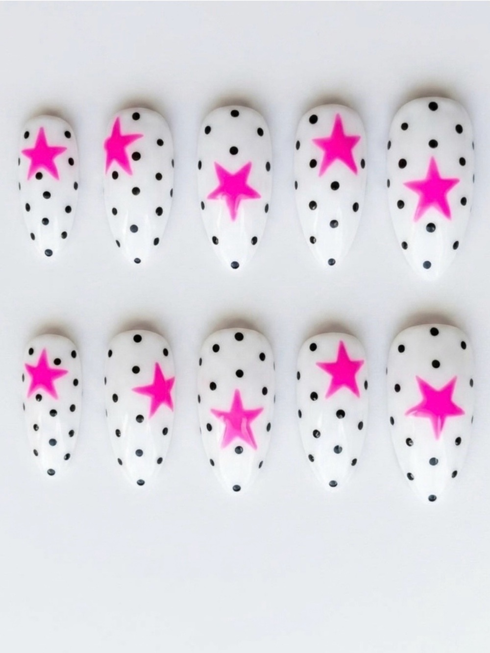 Pink Star Polka Dot Press-On Nails